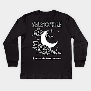 SELENOPHILE MOON AND CLOUDS Kids Long Sleeve T-Shirt